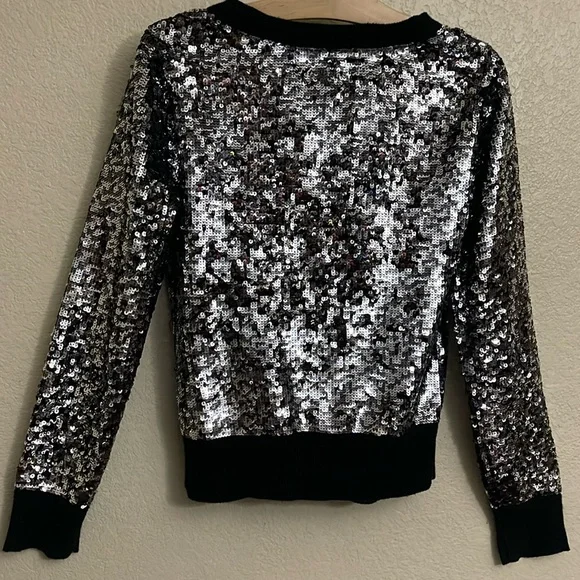 Victoria’s Secret PINK Black Cardigan Sequin Bling Button Up - Small - Picture 4 of 5